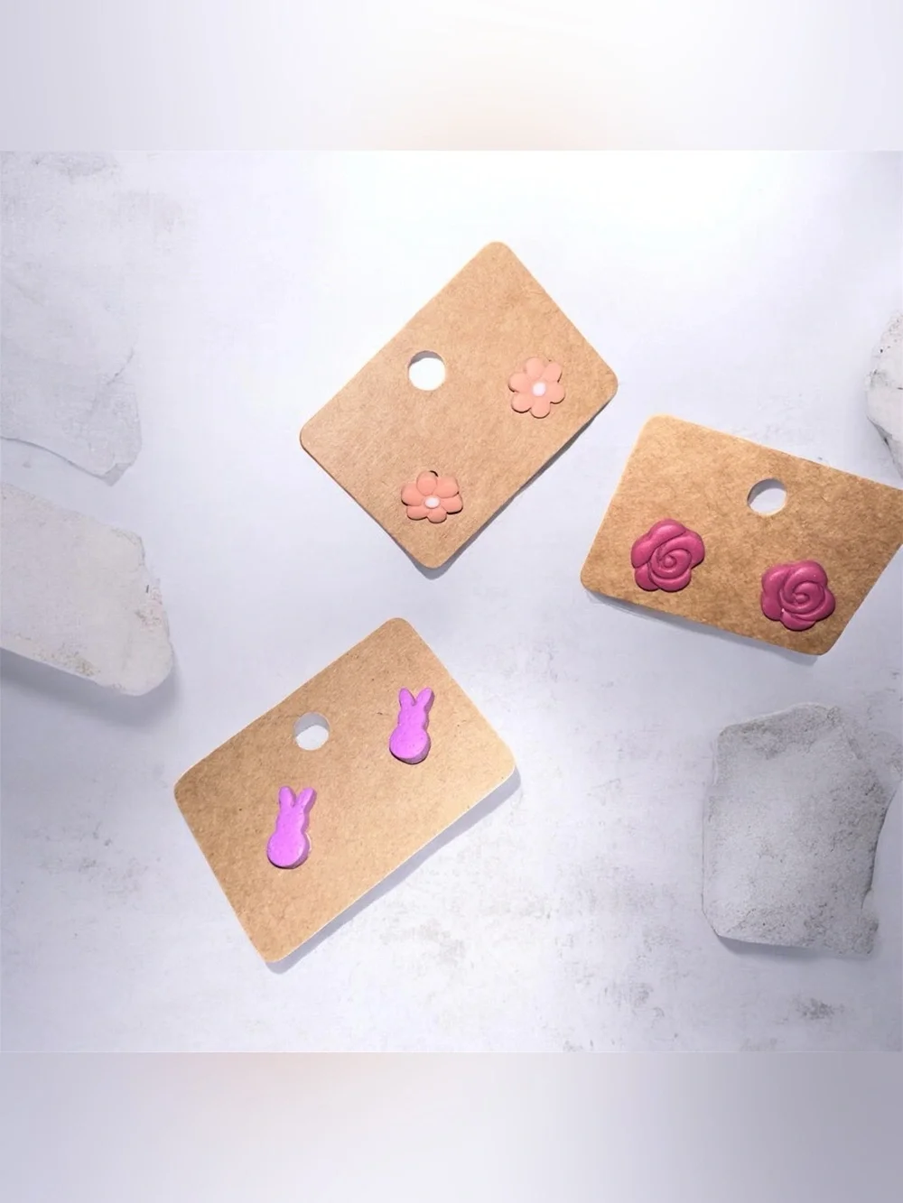 (3pairs) Handcrafted clay Stud Earrings